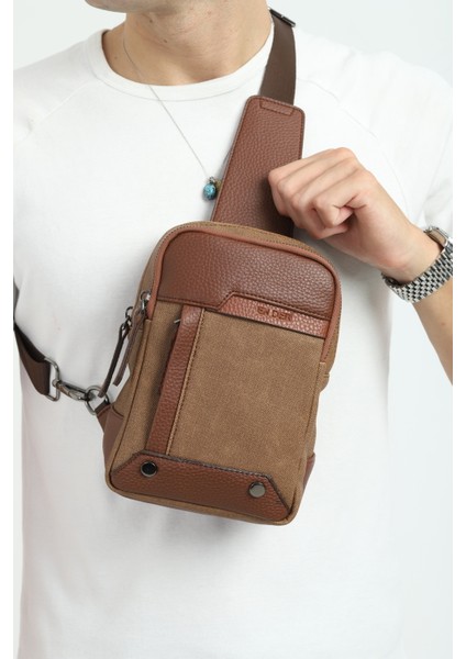 Erkek Siyah Çok Bölmeli Günlük Çapraz Askılı Omuz Çantası