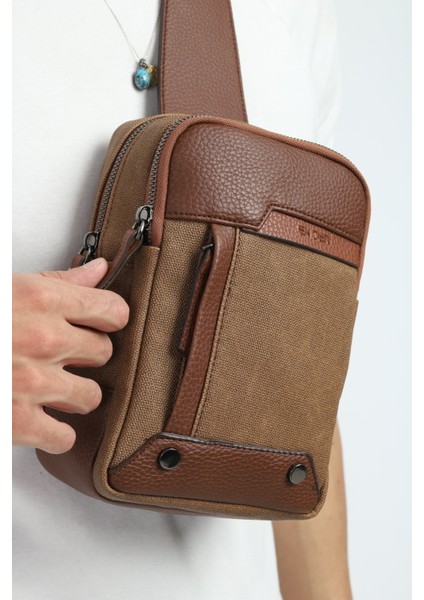 Erkek Siyah Çok Bölmeli Günlük Çapraz Askılı Omuz Çantası