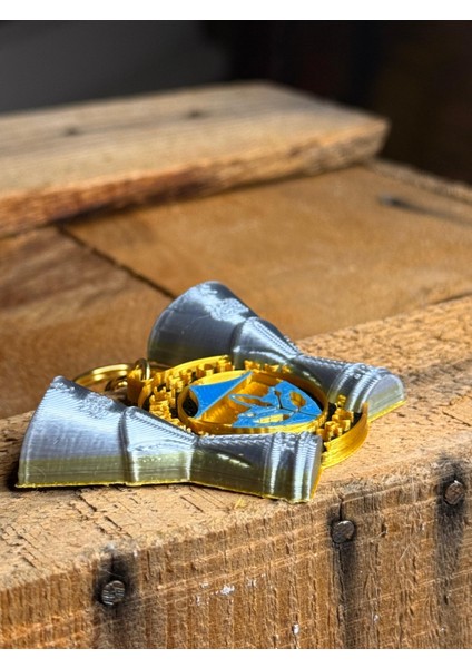 Fenerbahçe 3D Anahtarlık Gri Mavi Sarı Euroleague Kupası Temalı Renkli Taraftar Hediyesi Anahtarlık 2 Kupalı Fb Anahtarlık