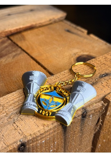Fenerbahçe 3D Anahtarlık Gri Mavi Sarı Euroleague Kupası Temalı Renkli Taraftar Hediyesi Anahtarlık 2 Kupalı Fb Anahtarlık modelleri