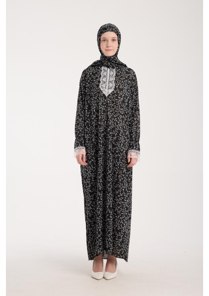 Tek Parça Başörtülü Dantelli Kadın Namaz Elbisesi fiyatları