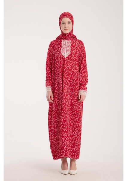 Tek Parça Başörtülü Dantelli Kadın Namaz Elbisesi fiyatları