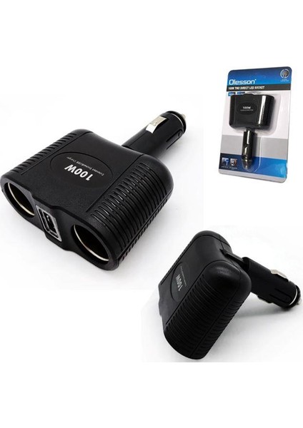 Olesson 1646 12-24V Çiftli Usbli 100W Araç Oto Tır Çakmak Çoklayıcı Çakmaklık Çoğaltıcı