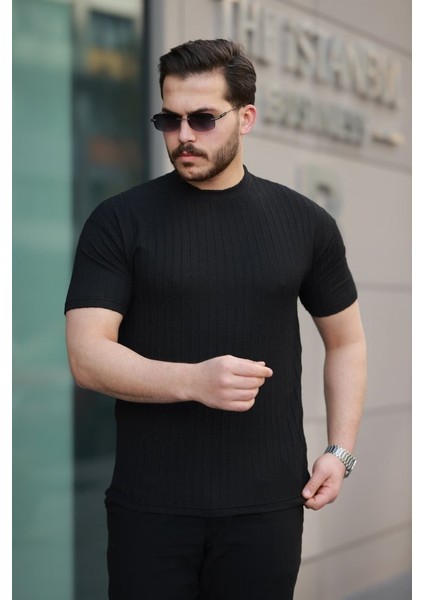 Erkek Kısa Kollu Örgü Kumaş Bisiklet Yaka T-Shirt fiyatları