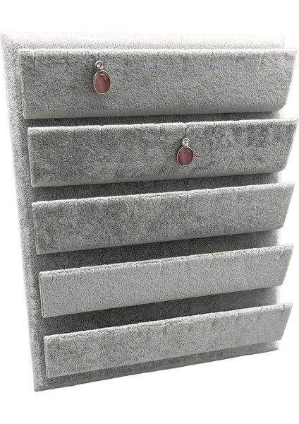 Süet Kumaş 20/16 cm Gri Renk Ayaklı Küpe Standı