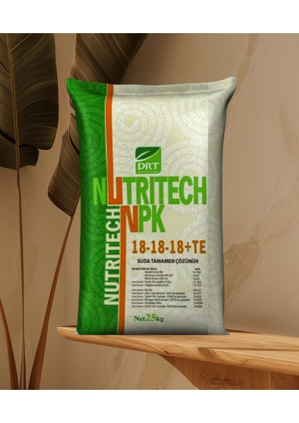 Npk Damlama Gübresi Dengeli Nutritech 18-18-18+Te Suda Tamamen Çözünür Gübre 25 kg