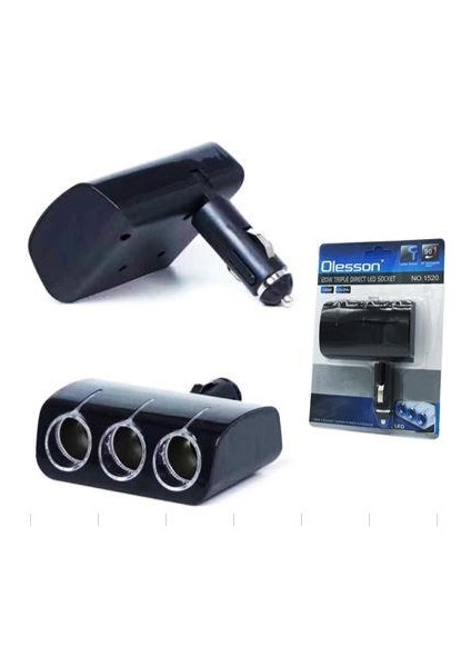 Olesson 1520 12-24V 3lü 120W Araç Oto Tır Çakmak Çoklayıcı Çakmaklık Çoğaltıcı