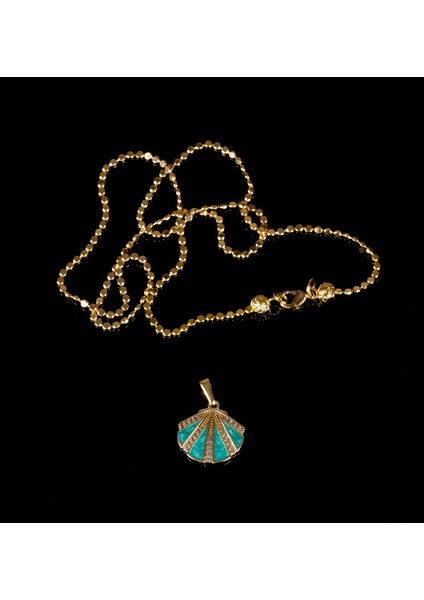 İnci ve Deniz Temalı Mavi Mineli İstiridye Kolye Zincir ile Birlikte Gönderilir Ve 3 Farklı Zincir Seçeneği modelleri