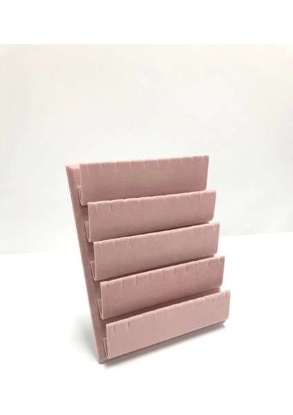 Süet Kumaş 20/16 cm Pembe Renk Ayaklı Küpe Standı