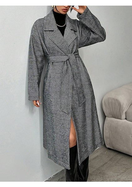 Balık Sırtı Desen Kaşe Kaban fiyatları