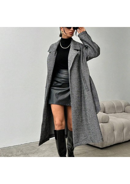 Balık Sırtı Desen Kaşe Kaban modelleri