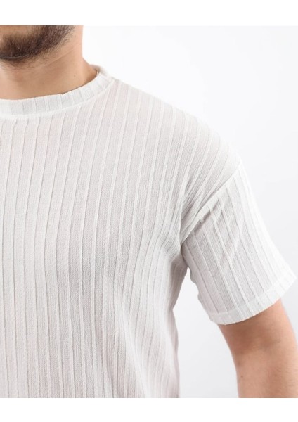 Erkek Kısa Kollu Örgü Kumaş Bisiklet Yaka T-Shirt fırsatları