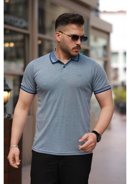 Erkek Yakalı Kagi Kumaş Kısa Kollu T-Shirt