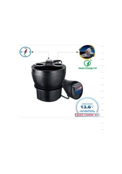 Olesson 1640 12-24V Çiftli Çift Usbli 120W 80CM Kablolu Dijital Ekranlı Araç Oto Tır Çakmak Çoklayıcı Çakmaklık Çoğaltıcı