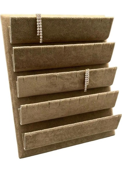 Süet Kumaş 20/16 cm Sütlü Kahve Renk Ayaklı Küpe Standı