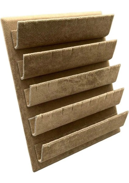 Süet Kumaş 20/16 cm Sütlü Kahve Renk Ayaklı Küpe Standı modelleri