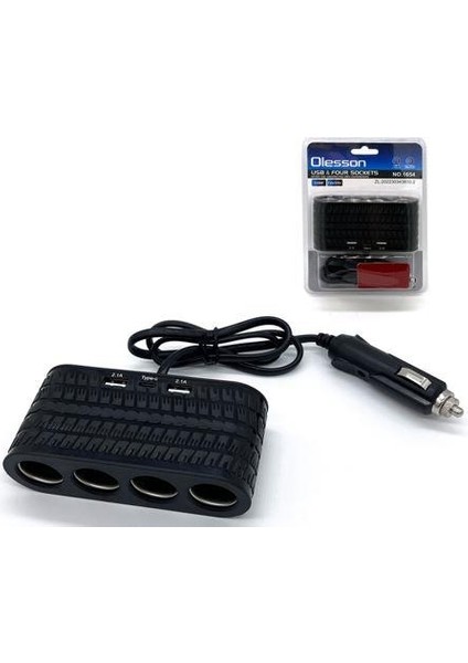 Olesson 1654 12-24V 4lü Çift USB Type-C 120W 80CM Kablolu Araç Oto Tır Çakmak Çoklayıcı Çakmaklık Çoğaltıcı