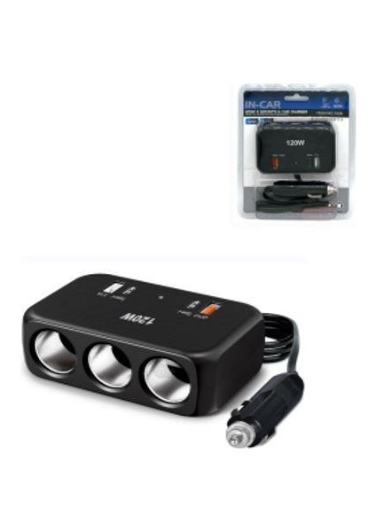 Olesson 1656 12-24V 3 Lü Çift USB Çift Type-C 120W 80CM Kablolu Araç Oto Tır Çakmak Çoklayıcı Çakmaklık Çoğaltıcı