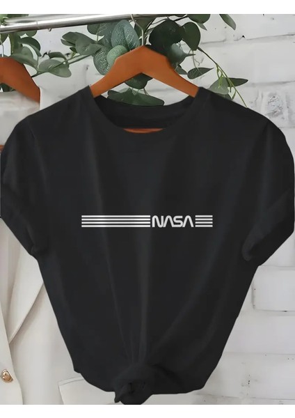 Erkek Kısa Kollu Nasa Baskı Bisiklet Yaka T-Shirt fırsatları