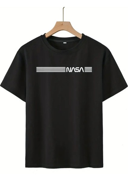 Erkek Kısa Kollu Nasa Baskı Bisiklet Yaka T-Shirt indirimleri
