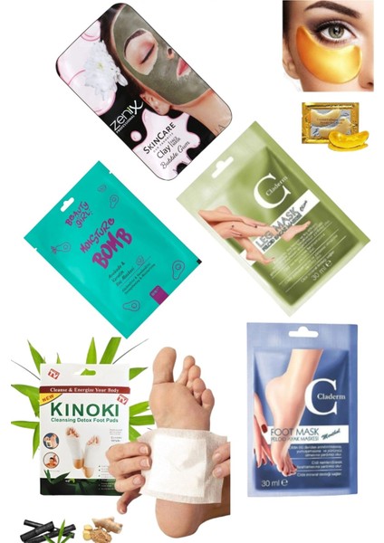 6'lı Yüz-Göz-Saç-Ayak-Bacak Peeling Gözenek Açıcı Gerdirme Komple Bakım Maske