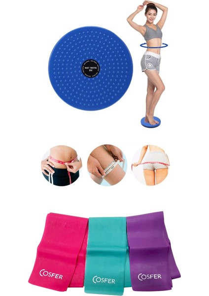 2'li Set Bel ve Tüm Vücut Için Dönen Twister Disc 3'lü Pilates Bandı Seti