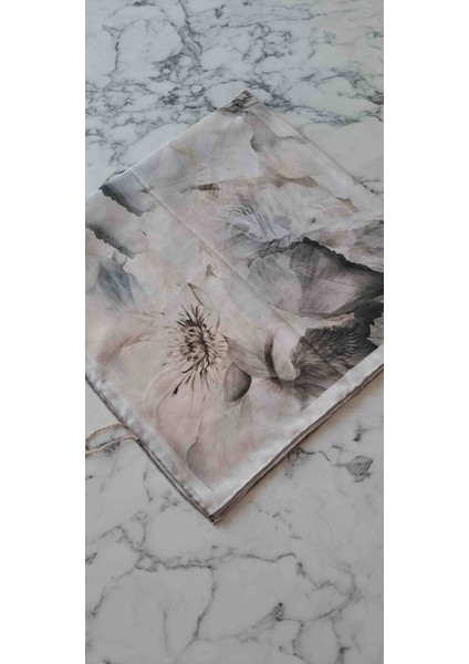 Vizon Rengi Kare Eşarp, Pamuklu Çiçekli fiyatları