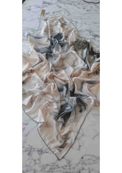 Vizon Rengi Kare Eşarp, Pamuklu Çiçekli fırsatları