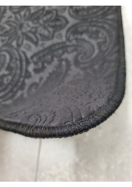 Ultrasoft Siyah Deri Tabanlı, Su Emici ve Kaymaz Modern Desenli 3'lü Banyo ve Klozet Paspas Takımı fırsatları
