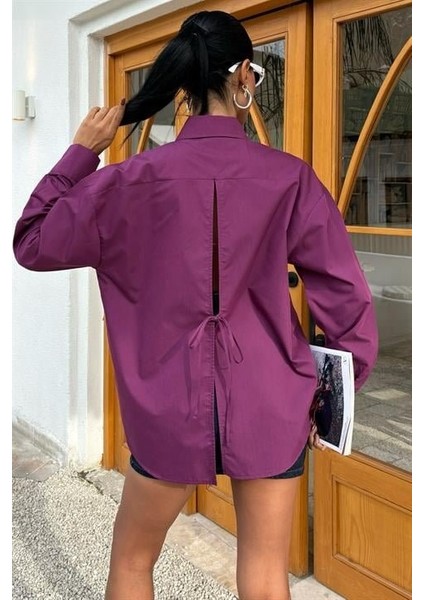Süzine Cepli Arkası Yırtmaçlı Oversize Gömlek 3420