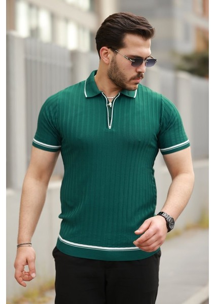 Erkek Fermuarlı Yakalı Kısa Kollu T-Shirt fırsatları