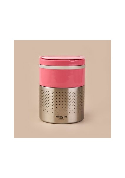 2 Katlı Çelik Yemek Termosu - Pembe - 1,5 Lt