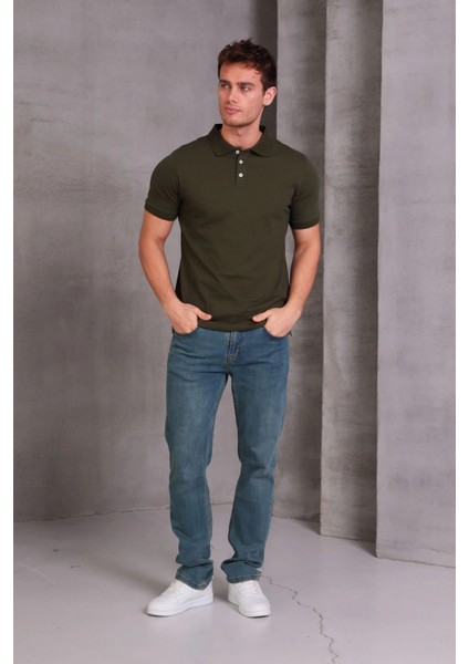 Erkek Slim Fit Pamuklu Yumuşak Doku Nefes Alan Kumaş Yakalı Tişört fırsatları