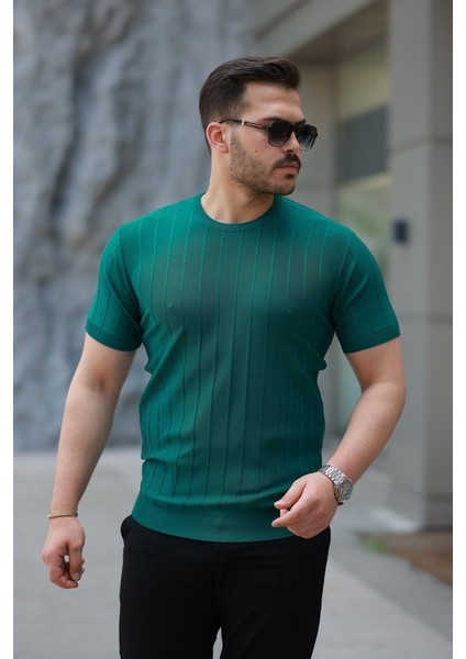 Erkek Kısa Kollu Bisiklet Yaka Çizgili Triko Tişört fırsatları