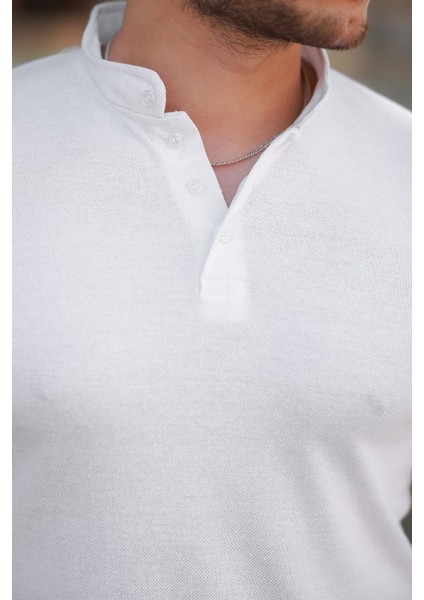 Erkek Hakim Yaka Dokuma Pamuklu Kumaş Kısa Kollu T-Shirt modelleri