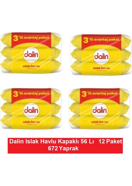 Islak Havlu 56 Lı Kapaklı x 12 Paket = 672 Yaprak