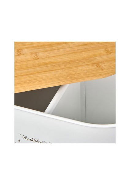 Bath 2 Bölmeli Ahşap Kapaklı Metal Deterjan Kutusu - Beyaz - 12 Lt modelleri