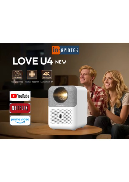 U4 Pro Akıllı Projeksiyon Cihazı 1080P Full HD - Android - Wifi - 450 ANSI Lumen