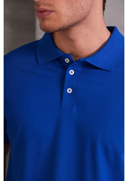 Erkek Slim Fit Pamuklu Yumuşak Doku Nefes Alan Kumaş Yakalı Tişört