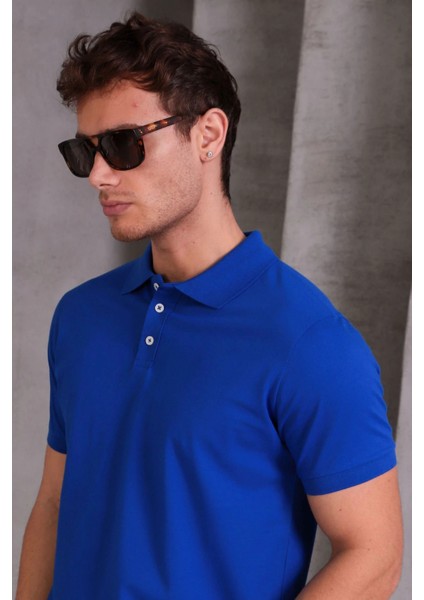 Erkek Slim Fit Pamuklu Yumuşak Doku Nefes Alan Kumaş Yakalı Tişört