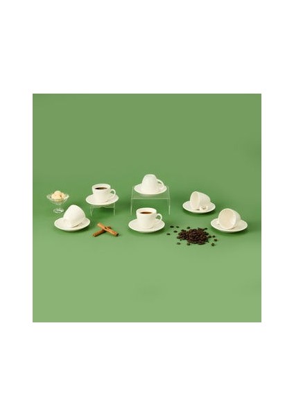 Porselen 12 Parça Kahve Fincan Seti - Beyaz