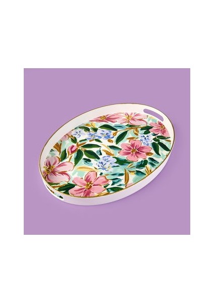 Kitchen Flowely Oval Tepsi - Renkli - 42 cm modelleri