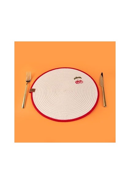 Soft Kiraz Nakışlı Supla - Ekru - 33X33 cm fiyatları