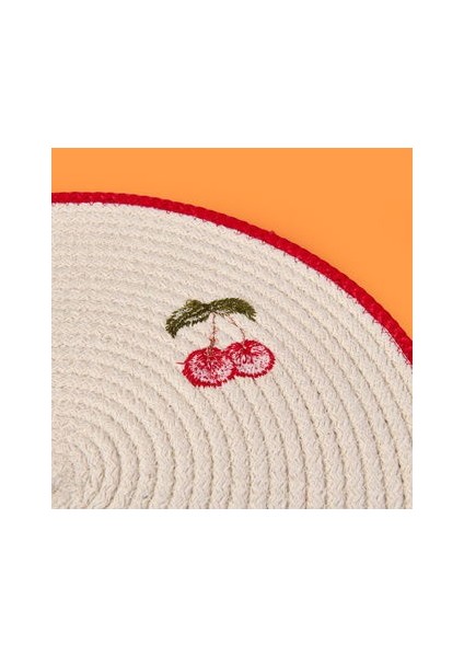 Soft Kiraz Nakışlı Supla - Ekru - 33X33 cm modelleri