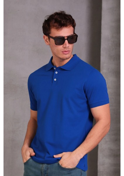 Erkek Slim Fit Pamuklu Yumuşak Doku Nefes Alan Kumaş Yakalı Tişört