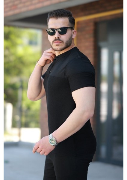 Erkek Hakim Yakalı Kısa Kollu Pamuklu T-Shirt fiyatları