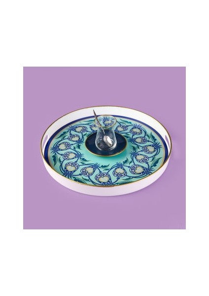 Kitchen Lale Camlı Yuvarlak Tepsi - Renkli - 35 cm fiyatları