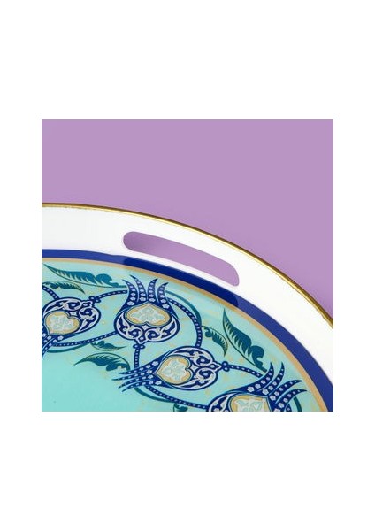 Kitchen Lale Camlı Yuvarlak Tepsi - Renkli - 35 cm modelleri