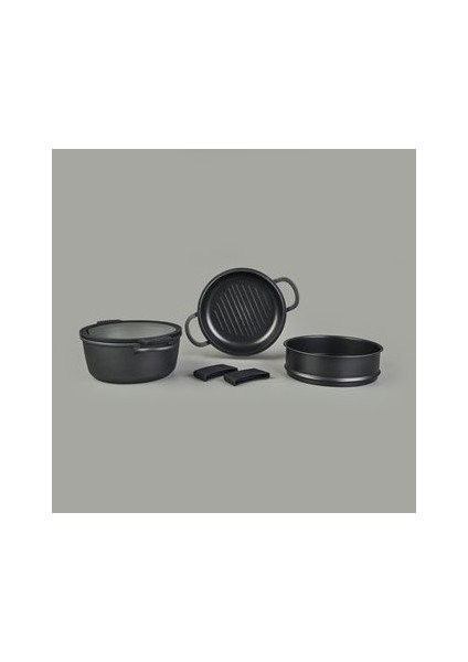 Pienza Alüminyum Tencere Seti - Antrasit / Siyah - 7 Parça