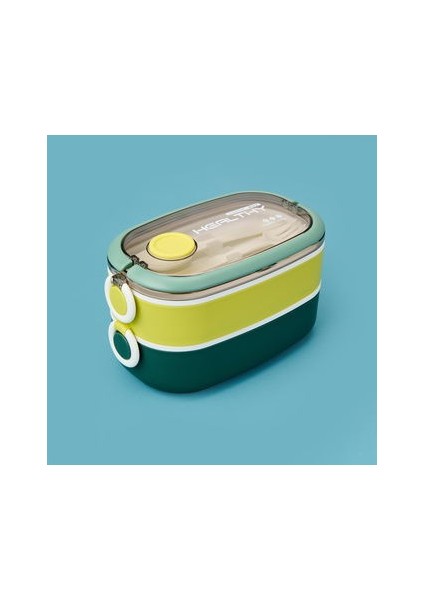 Healty Iki Katlı Çelik Yemek Kabı - Sarı / Yeşil - 1,3 Lt fiyatları